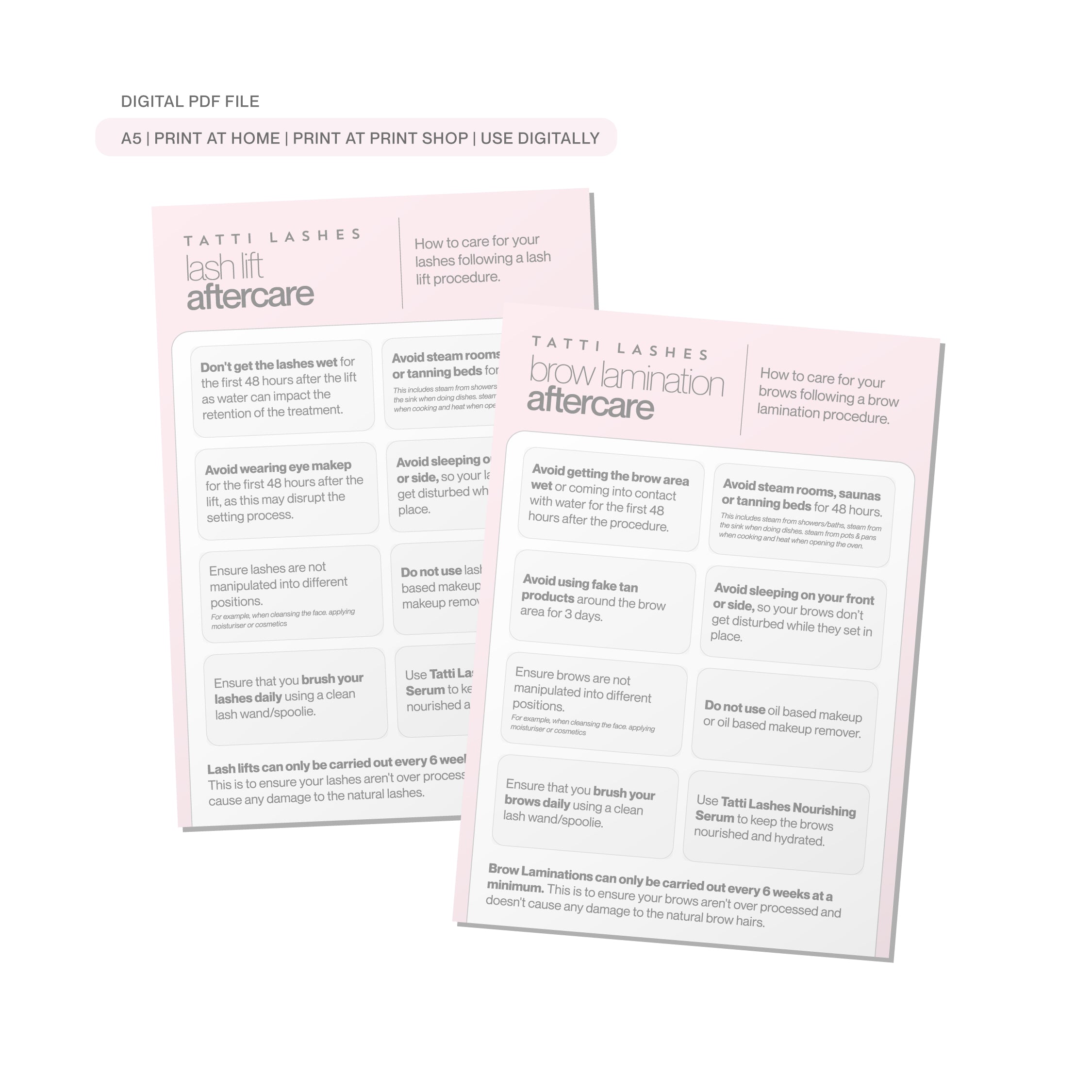 Lash & Brow Aftercare Card