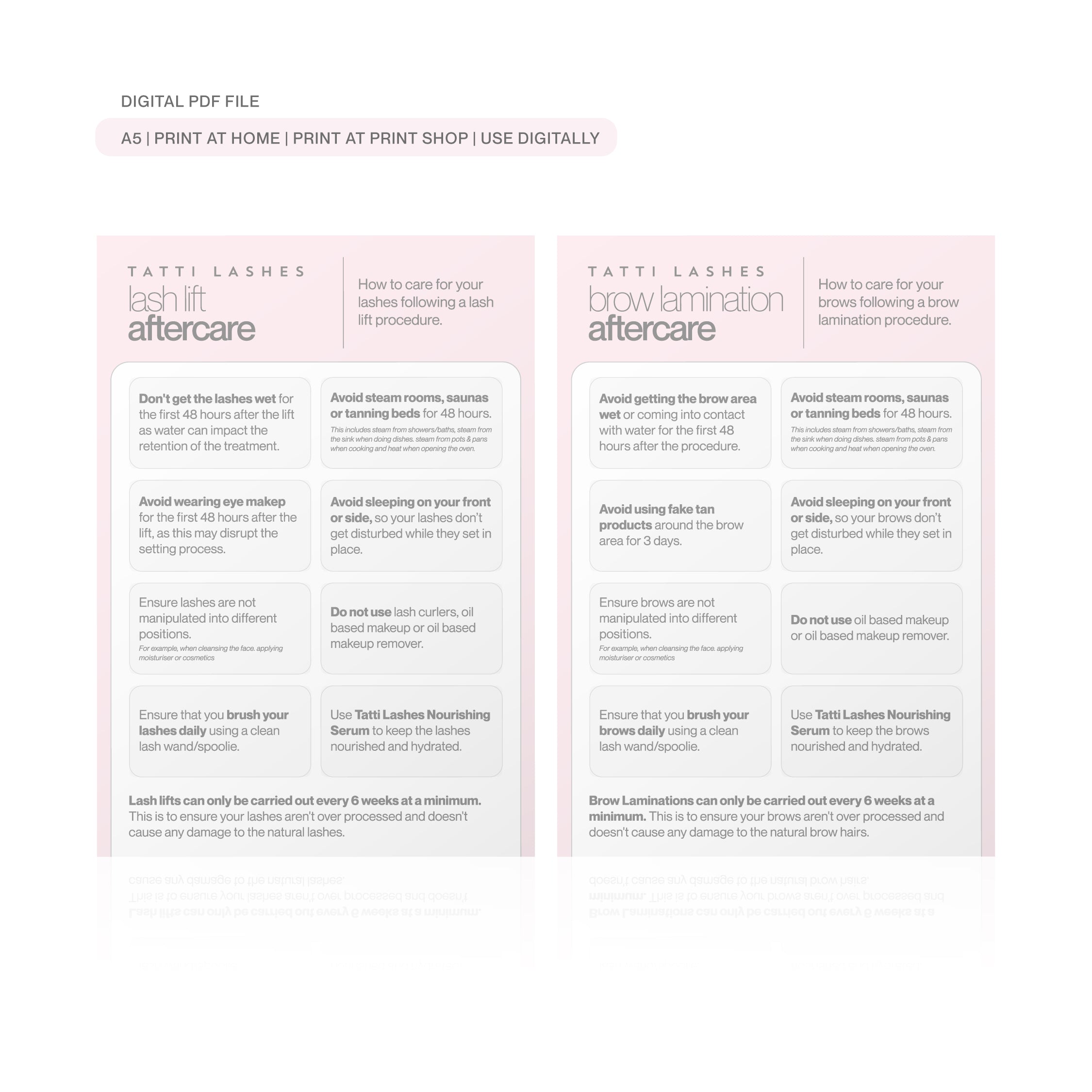 Lash & Brow Aftercare Card