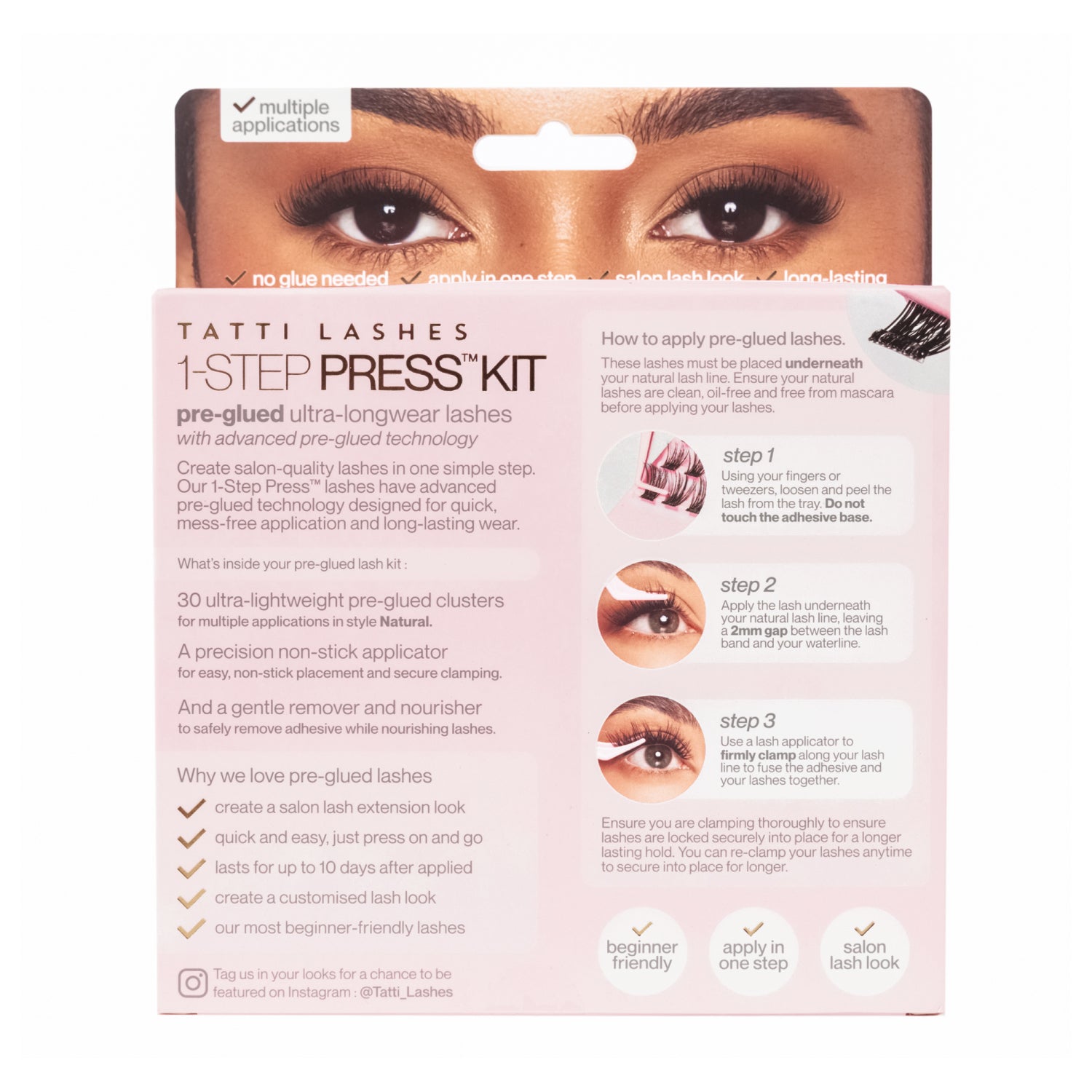 1-Step Press™ Pre-Glued Cluster Lash Kit (Includes Applicator & Remover)